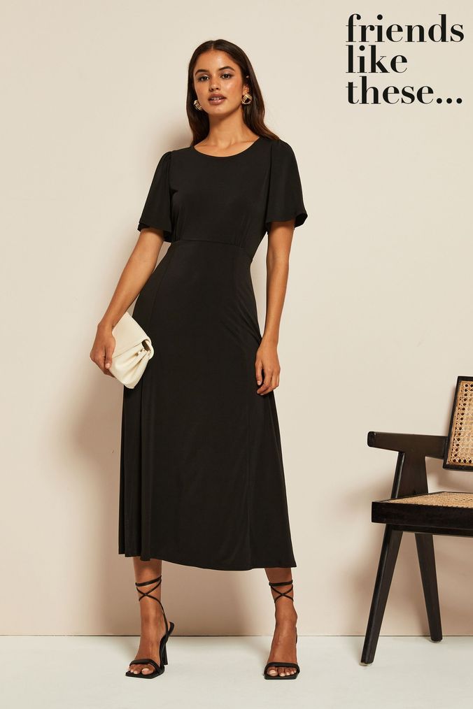 Ladies black midi dress top