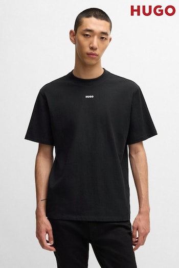 HUGO Black Relaxed Fit 100% Cotton T-Shirt With Logo Print (AV5599) | £45