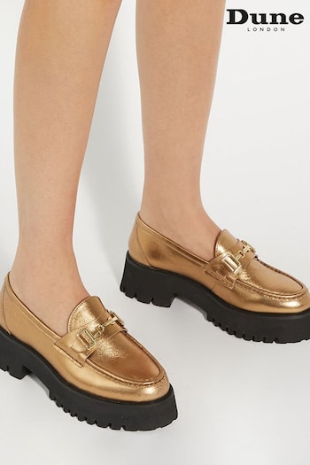 Dune London Gold Groundbreaking Chunky Branded Loafers (AV6401) | £95