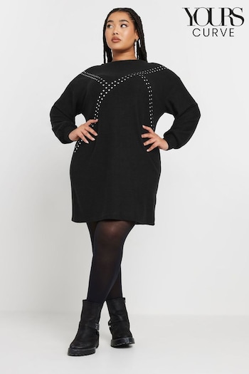 Yours Curve Black Asymetric Studded Dress (AV6843) | £39