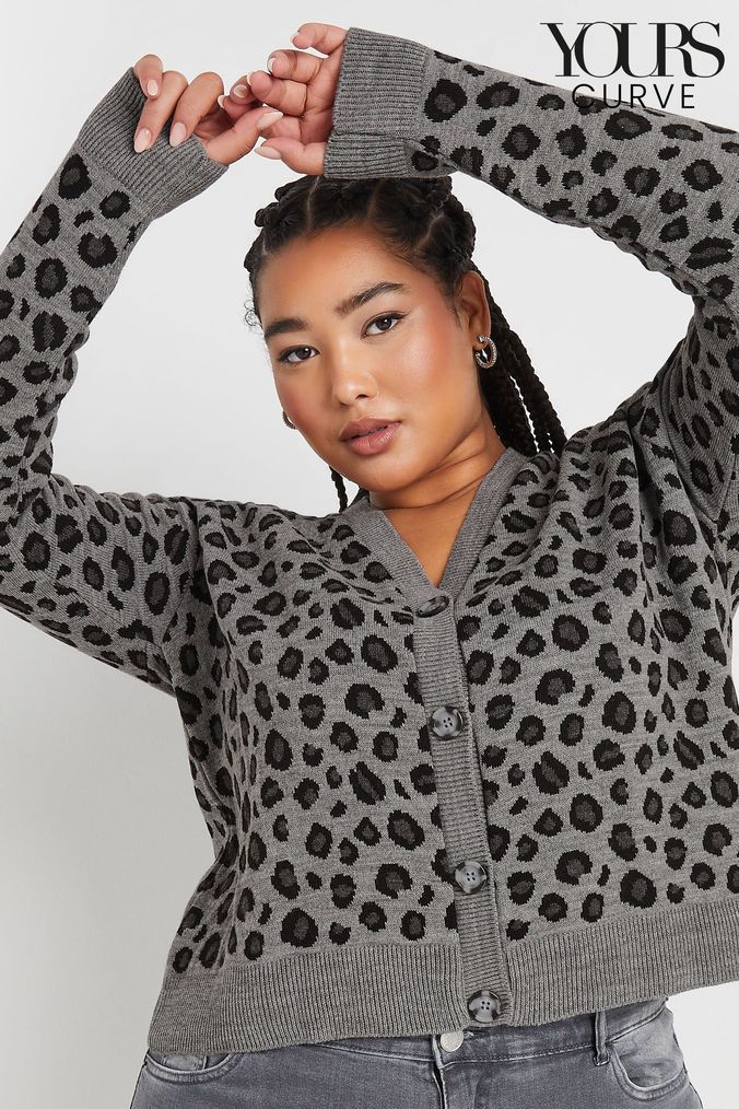 Buy Women s Cardigans Yours Curve Animal Print Knitwear Online Next UK
