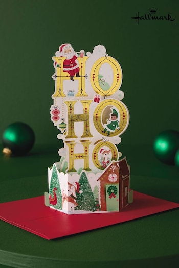 Hallmark White 3D Pop Up 'Ho Ho Ho' Design Christmas Card (AV6910) | £5.50