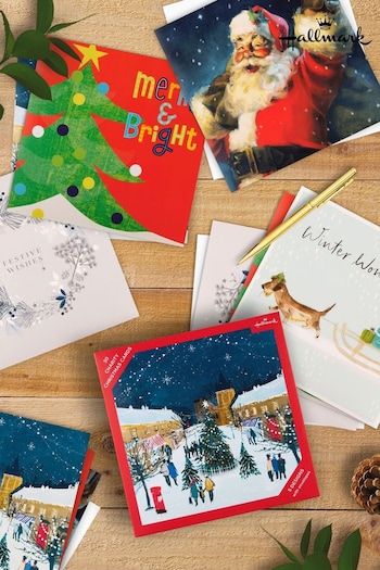 Hallmark White 30 Pack Christmas Cards in 5 Illustrated Designs (AV6941) | £7