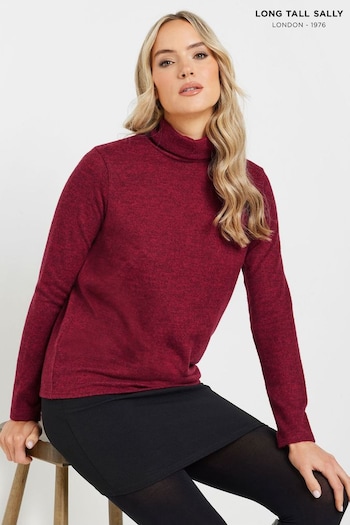 Long Tall Sally Red Roll Neck Soft Touch Top (AV6999) | £30