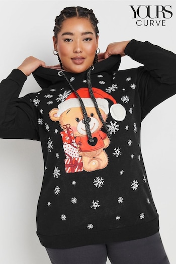 Yours Curve Black Teddy Santa Sweatshirt (AV7030) | £34