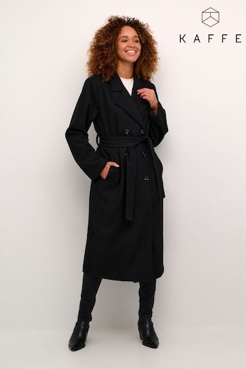 Kaffe Casual Fit Fanny Double Breasted Black Coat (AV7084) | £110