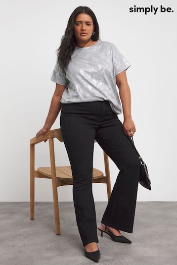 Simply Be Black 24/7 Flare Jeans (AV7149) | £26