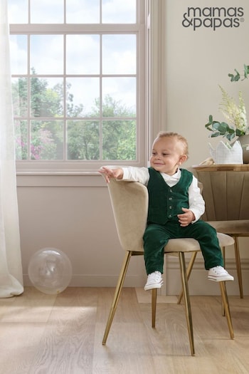 Mamas & Papas Green Emerald Velour 100% Cotton 3 Piece Suit Set (AV7893) | £45