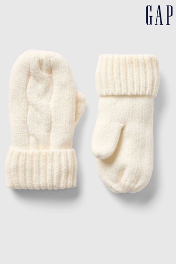 Gap White Toddler CashSoft Cable-Knit Mittens (AV8493) | £10