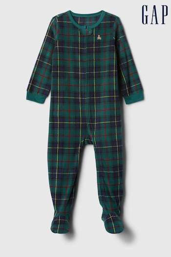 Gap Green Christmas Check Sleepsuit (Newborn-24mths) (AV8503) | £25