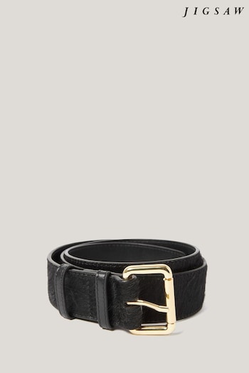 Jigsaw Black Calf Hair Belt (AV8571) | £70