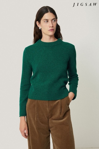 Jigsaw Dark Green Compact Wool Crew Jumper (AV8580) | £99