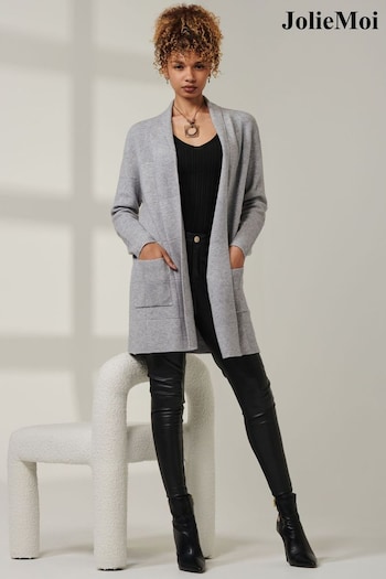 Jolie Moi Grey Chequered Fine Knit Cardigan (AV8619) | £50