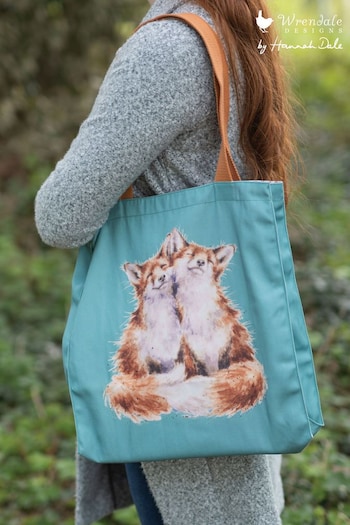 Wrendale Teal Blue Contentment Fox Canvas Bag (AV8699) | £20