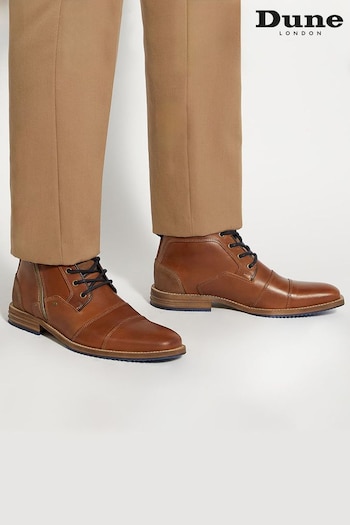 Dune London Natural Captains Double Toecap Lace-Up Boots (AV8849) | £130