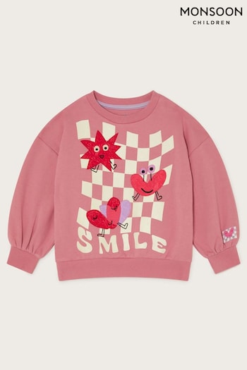 Monsoon Pink Glow In The Dark Smile Graphic Sweatshirt (AV8935) | £35 - £39