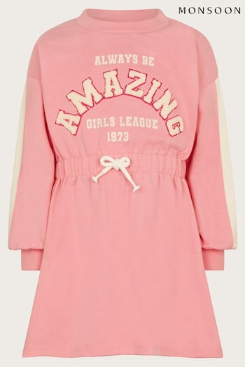 Monsoon Pink Sporty 100% Cotton Sweatshirt Dress (AV8938) | £27 - £31