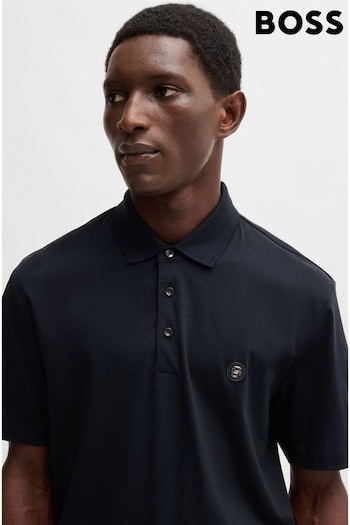 BOSS Blue Double Monogram Mercerised 100% Cotton Polo Shirt (AV9148) | £119