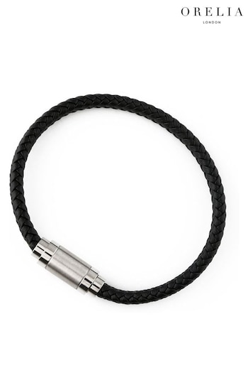 Orelia London Silver Tone Plaited Leather Bracelet (AV9385) | £25