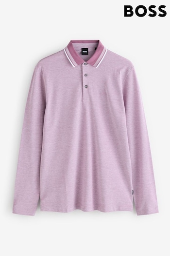 BOSS Purple Cotton Long Sleeve Polo Shirt (AW0001) | £129