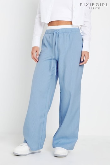 PixieGirl Petite Blue Boxer Pinstripe Wide Leg Trousers (AW1159) | £38