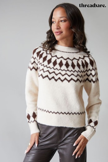 Threadbare Natural Fairisle Chunky Knitted Jumper (AW1443) | £32