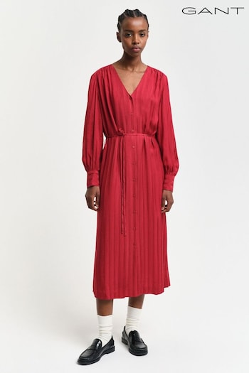 GANT Red Relaxed Satin Stripe Shirt Dress (AW1606) | £190