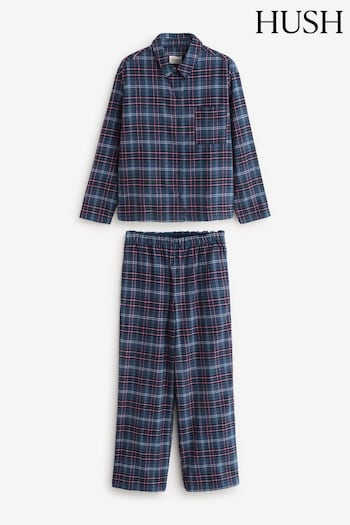 Hush Blue Luella Brushed 100% Cotton Check Pyjamas (AW2241) | £75