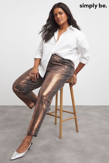 Simply Be Metallic Copper Barrel Leg Jeans (AW3193) | £49