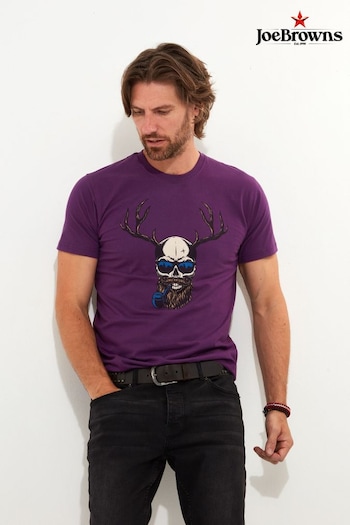 Joe Browns Purple Biker Skull Print Short Sleeve Crew Neck Graphic 100% Cotton T-Shirt (AW3347) | £29