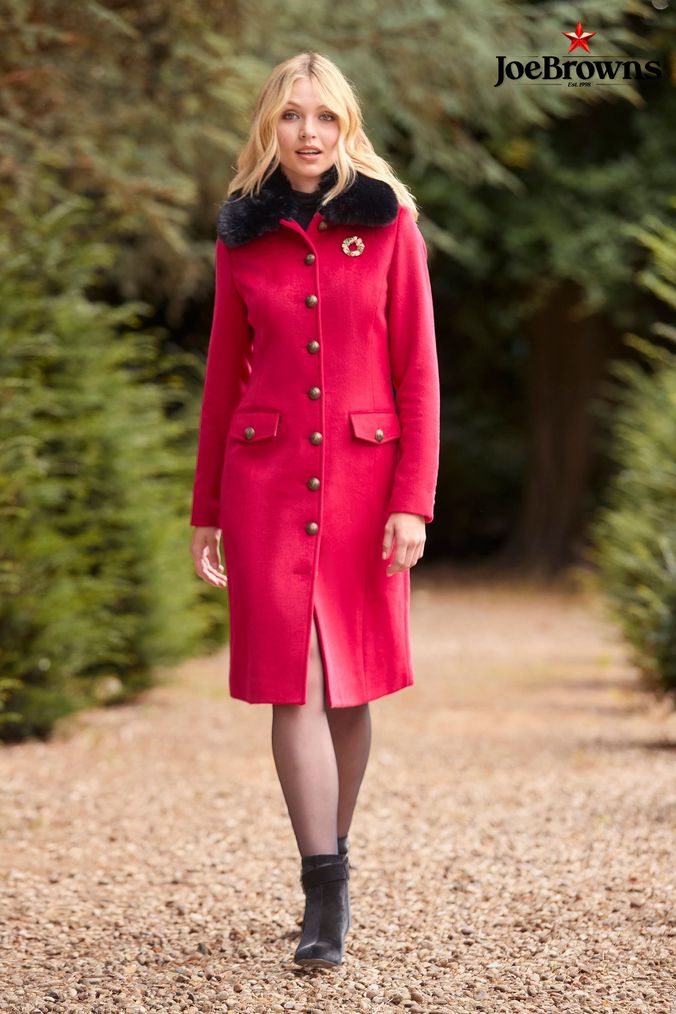 River island red borg coat sales