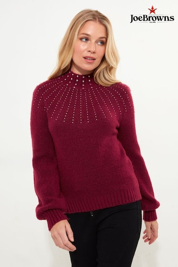 Joe Browns Red Diamanté  Funnel Neck Ribbed Knit Jumper (AW3432) | £55