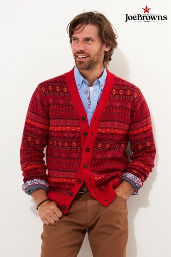 Joe Browns Red Fairisle Patterned V-Neck Cardigan (AW3541) | £65