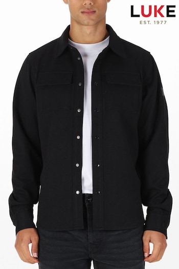 Luke 1977 Ettrick Black Overshirt (AW3856) | £85