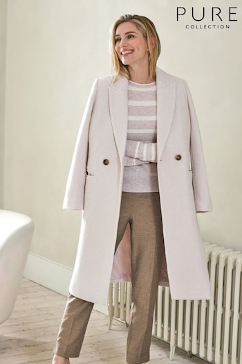 Pure Collection Boucle Wool Blend Carryover White Coat (AW5260) | £199