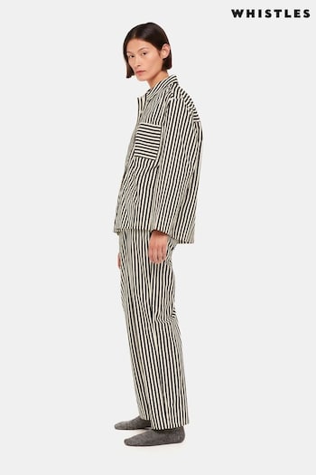 Whistles Black 100% Cotton Stripe Pyjama Bottoms (AW5276) | £65