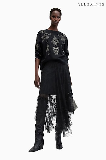 AllSaints Black Josie Lace Skirt (AW5693) | £159