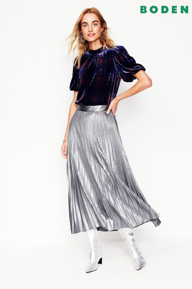 Silver pleated skirt next 2025