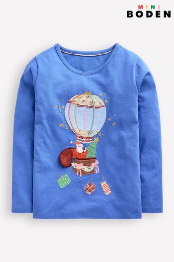 Boden Blue Christmas Lift The Flap 100% Cotton T-Shirt (AW5972) | £21 - £23