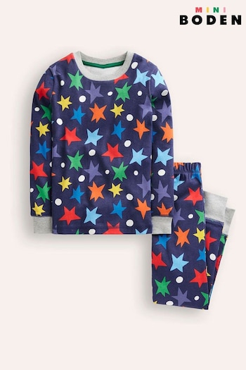 Boden Blue Snug Stars Glow-In-The-Dark 100% Cotton Pyjamas (AW6020) | £27 - £32