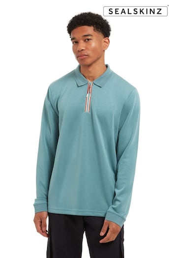 Sealskinz Green Heywood Soft Touch 1/4 Zip Polo Shirt (AW6082) | £120