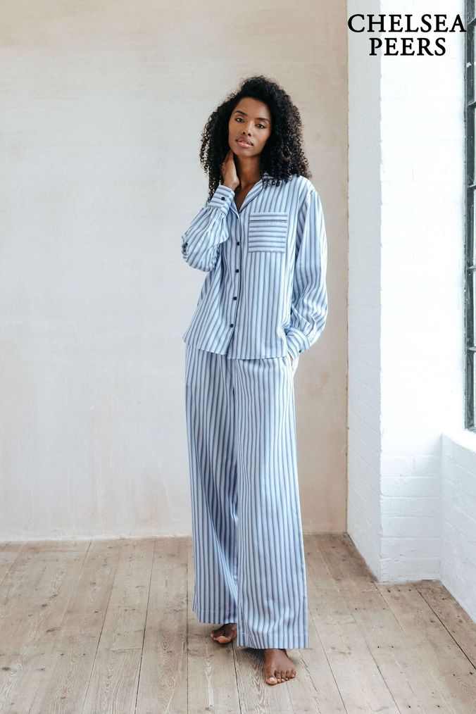 Buy Women s Pyjamas Blue Stripe Nightwear Online Next UK