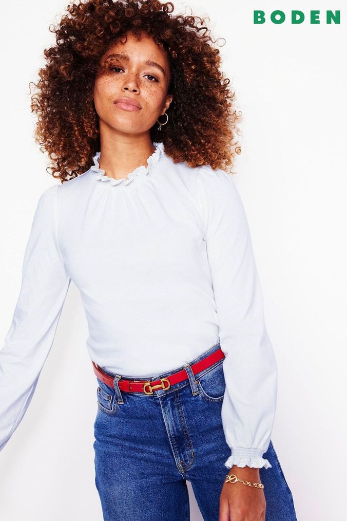 Buy Women s Blouses White Casual Broderie Tops Online Next UK