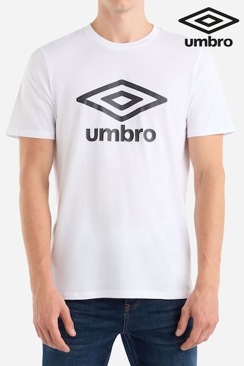 Umbro White Large Logo 100% Cotton T-Shirt (AW7292) | £25