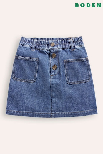 Boden Blue Button Pull-On Mini 100% Cotton Skirt (AW8271) | £25 - £29