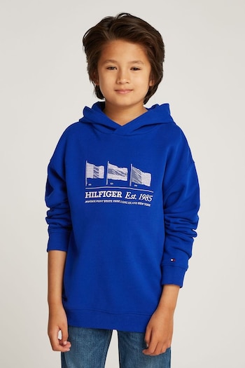 Tommy Hilfiger Blue Archive Fit Flag 100% Cotton Hoodie (AW8678) | £50