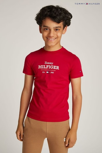 Tommy Hilfiger Red Regular Fit 1985 100% Cotton T-Shirt (AW8686) | £20