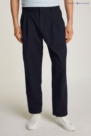 Tommy Hilfiger Blue Greenwich Wide Tapered Pleated Chino Trousers (AW8845) | £140