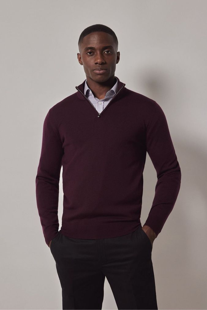 Mens Red Zip Neck Knitwear Next Official Site