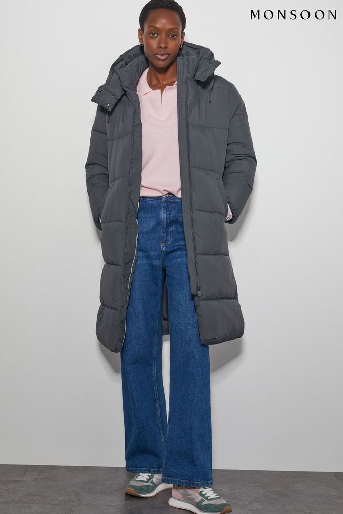 Buy Women s Grey Puffer Long Coatsandjackets Online Next UK